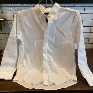 Boys Lands End white polished cotton dress shirt. Size 10.